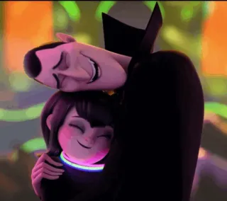 🕷 e7bbc032 Count Dracula Hotel Transylvania padre, figlia, famiglia, abbraccio, cartone animato, vampiro whatsapp sticker