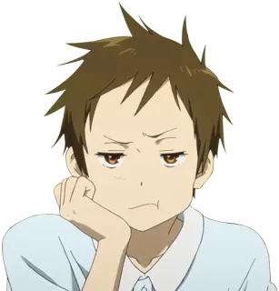 😒 46802d0c anime, chłopak, twarz, wyraz, myślenie, manga telegram sticker