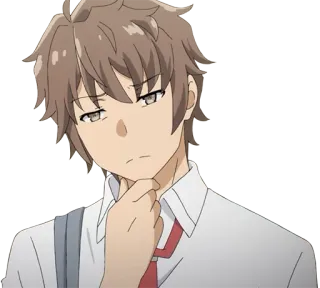 🤔 4cd81e87 Sakuta Azusagawa Rascal Does Not Dream of Bunny Girl Senpai Anime, Sakuta Azusagawa, Bunny Girl Senpai, Myślenie, Postać, Wyraz telegram sticker