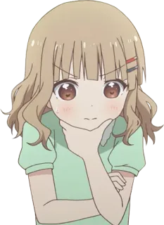 🤔 8dfd9072 Anime, Dziewczyna, Kreskówka, Myślenie, Słodkie, Postać telegram sticker