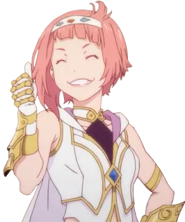 👍 98014255 anime, różowe włosy, uśmiech, kciuk w górę, kobieta, kreskówka telegram sticker