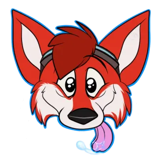 👅 56fca2be lis, zwierzę, język, kreskówka, głowa, słodki telegram sticker