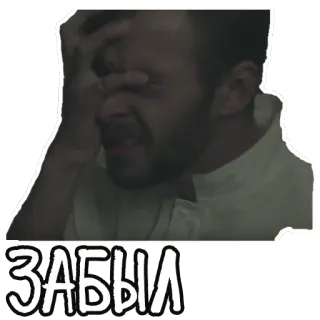 😣 0cc6f0a6 ЗАБЫЛ 男性, 泣く, 感情的, 悲しい, ロシア, テキスト telegram sticker
