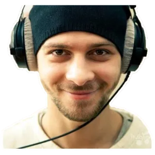 🎧 3b102e43 男性, ヘッドホン, 音楽, ポートレート, 人, ビーニー, 笑顔 telegram sticker