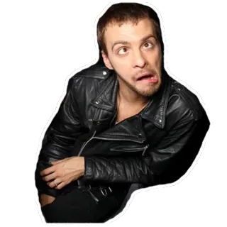 🐵 b6cf35f0 男, レザージャケット, 面白い顔, 間抜け, ばか telegram sticker