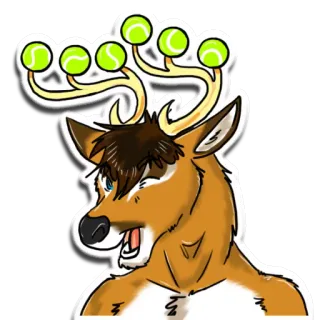😉 0f60a39b กวาง, ขน, ลูกเทนนิส, สัตว์, การ์ตูน, น่ารัก telegram sticker