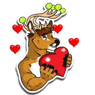 ❤ 6656a022 เฟอร์รี่, กวาง, หัวใจ, ความรัก, ลูกเทนนิส, การ์ตูน telegram sticker