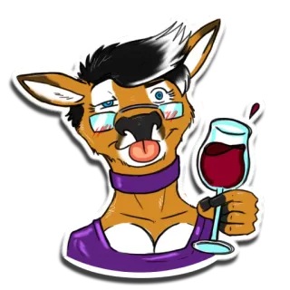 🍷 aa093ee3 เฟอร์รี่, สัตว์, ไวน์, การ์ตูน, มานุษยรูปนิยม, น่ารัก, ภาพประกอบ telegram sticker