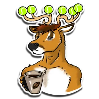 ☕ ce6b2f76 กวาง, สัตว์, กาแฟ, ลูกเทนนิส, มีขน, เขากวาง telegram sticker