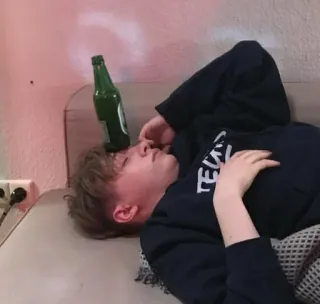 🍷 b9aea169 người, chai, ghế sofa, uống, rượu, thư giãn, thanh thiếu niên telegram sticker