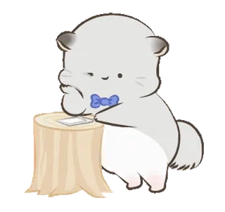 🙂 64f6a359 chinchilla, lucu, hewan, kartun, dasi kupu-kupu telegram sticker