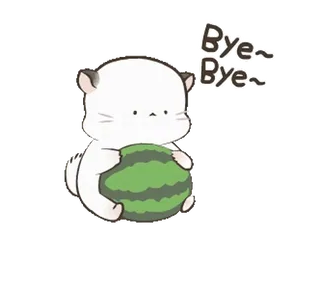 🖐 a3277f83 Bye~ Bye~ kucing, semangka, imut, kawaii, sampai jumpa telegram sticker