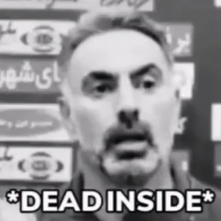 🖤 c7d6af3b *DEAD INSIDE* Meme, Morto por dentro, Expressão, Humor, Escala de cinza telegram sticker