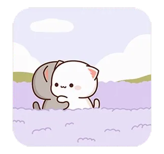 🤗 6d0c32f8 猫, 可爱, 卡通, 动物, 爱, 迷人, 友谊, 紫色 telegram sticker