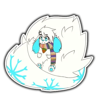 ☁️ 057239df зайчик, кролик, снежинки, зима, милый, шарф, пушистый whatsapp sticker