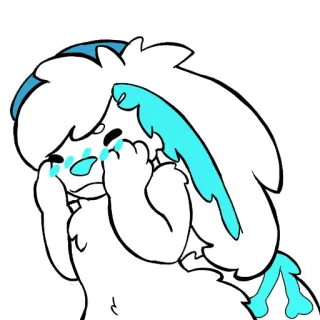 ☺️ 07bd6a29 фурри, грустный, плачущий, мультфильм, животное, белый whatsapp sticker