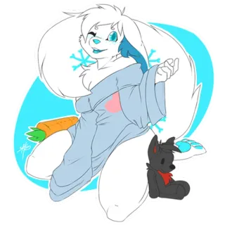 👘 22a8765b кролик, пушистый, морковь, синий, милый whatsapp sticker