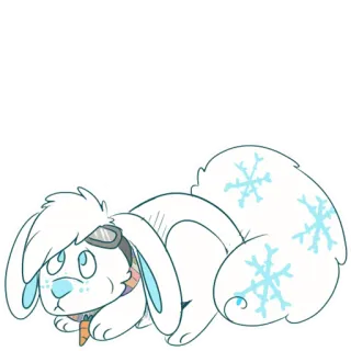 🐰 241c86d3 кролик, зайчик, снежинки, зима, мультфильм, горнолыжные очки, милый whatsapp sticker