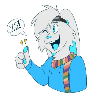 👍 366c5209 YES! Большой палец вверх, Позитив, Согласен, Да, Кролик, Мультик, Милый whatsapp sticker