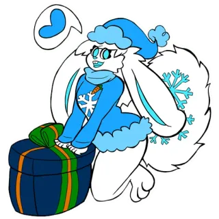 🎁 3d477ae4 кролик, кролик, зима, снежинка, подарок, милый, мультфильм, животное whatsapp sticker