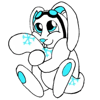 😇 5c877933 зайчик, кролик, мультфильм, снежинки, зима, милый, очки, животное, пушистый whatsapp sticker