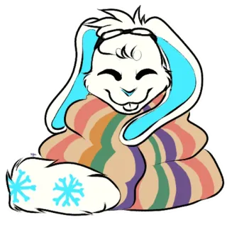 🛌 5e5554d1 зайчик, кролик, снежинка, зима, милый, каваи whatsapp sticker