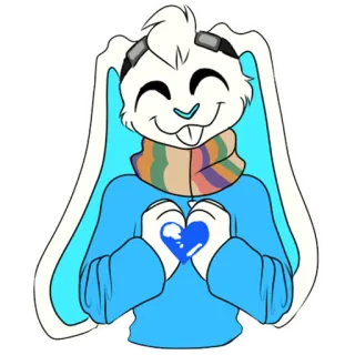 💙 70dd946e Мультфильм, Кролик, Шарф, Животное, Персонаж, Сердце, Милый whatsapp sticker