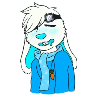 ☺️ 90c8906a кролик, мультфильм, персонаж, милый, шарф, морковь, зима whatsapp sticker