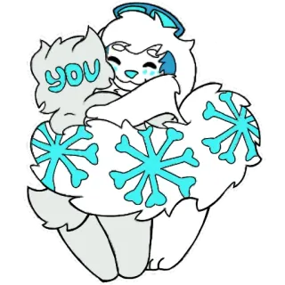 ☺️ c3ea3e90 YOU Мультфильм, Снежинки, Милый, Животное, Зима, Пушистый, Объятия whatsapp sticker