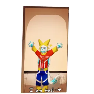 🙌 c6d4bcd9 I am here! ~♡ Фурри, Мультфильм, Антропоморфный, Персонаж, Счастливый, Выражение whatsapp sticker