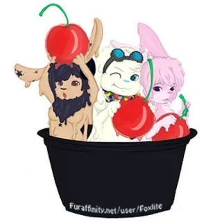 🍨 cb96e80b FurAffinity.net/user/Foxlite Фурри, Мультфильм, Животное, Десерт, Вишня, Кекс whatsapp sticker