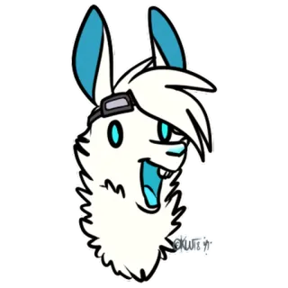 🐑 d2bda679 кролик, белый, синий, животное, мультяшный, стикер, пушистый whatsapp sticker