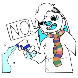 🚿 dd24562e NO! Мультфильм, Персонаж, Нет, Спрей, Вода, Шарф whatsapp sticker