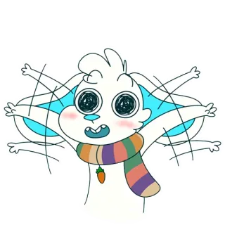 😣 e78f7b23 кролик, мультфильм, шарф, животное, милый, иллюстрация, наклейка whatsapp sticker