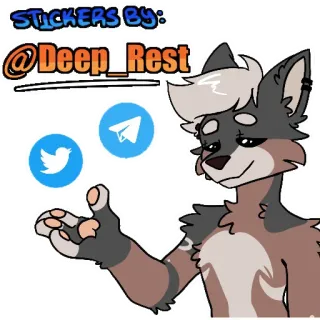 ✍ fb7bed39 Stickers by: @Deep_Rest Фурри, Животное, Волк, Мультфильм, Наклейка whatsapp sticker