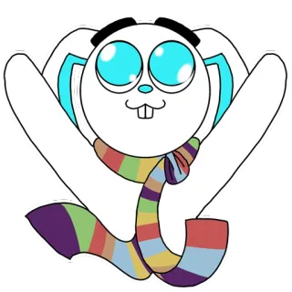 👐 fd3902b1 кролик, мультфильм, шарф, причудливый, милый, животное, персонаж whatsapp sticker