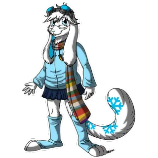 🙂 ffcf9dc5 кролик, пушистый, антропоморфный, очки, шарф, мультик, персонаж whatsapp sticker