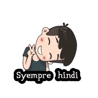 ✌ bdd81666 Syempre hindi cartone animato, ragazza, segno di pace, tagalog, testo, adesivo telegram sticker