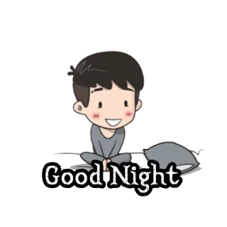 😴 d13d8200 Good Night buona notte, cartone animato, sonno, ora di andare a letto, saluto, ragazzo telegram sticker