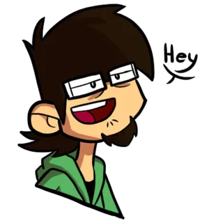 😄 617a7338 Hey Мультфильм, Персонаж, Приветствие, Дружелюбный, Иллюстрация telegram sticker