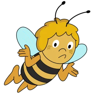 🤷‍♀️ 37e1b6f8 Maya Maya the Bee Biene, Cartoon, Insekt, Fliegend, Verwirrt, Frage telegram sticker