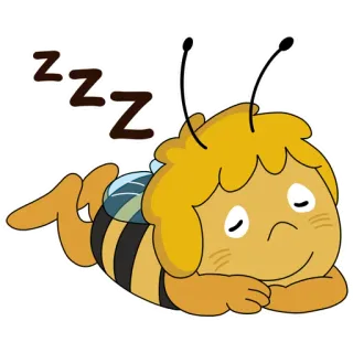 😴 54fcdbe0 Maya Maya the Bee zzz Biene, schlafend, Cartoon, Tier, Maya die Biene, Insekt, Nickerchen telegram sticker