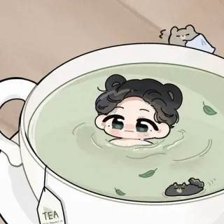 🍂 6058d8dc TEA 茶, 可爱, 人物, 卡通, 饮料, 洗澡, 放松 telegram sticker