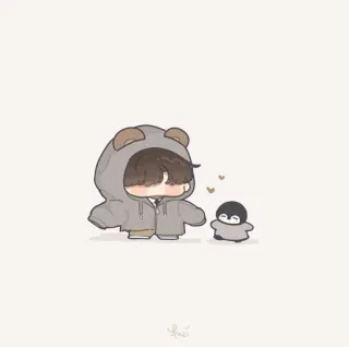 🍂 9a76aa4b 可爱, 卡通, 企鹅, 角色, 心 telegram sticker