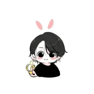 🍃 9cf745c4 卡通, 香蕉, 卡哇伊, 动漫, 可爱, 兔耳朵 telegram sticker