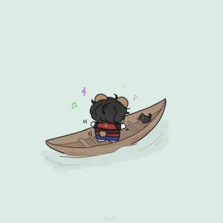 🍂 adee2973 船, 卡通, 动物, 海, 河流, 友谊 telegram sticker