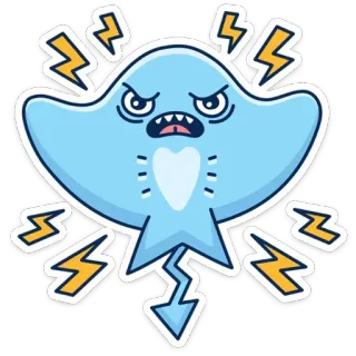 😡 015d964e arraia, bravo, desenho animado, relâmpago, animal marinho, peixe, oceano, mar telegram sticker