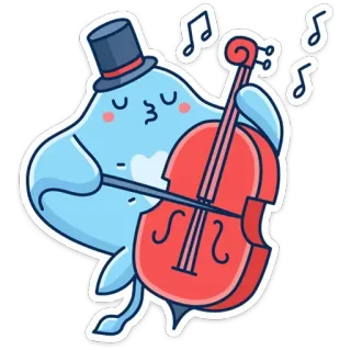 🎻 f08d72aa Violoncelo, Música, Desenho animado, Fofo, Adesivo, Instrumento musical, Personagem, Violoncelista telegram sticker