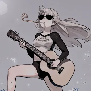 ⏳ 1b1a4430 FUCKING SUMMER guitar, summer, offensive, girl, sunglasses, music whatsapp sticker