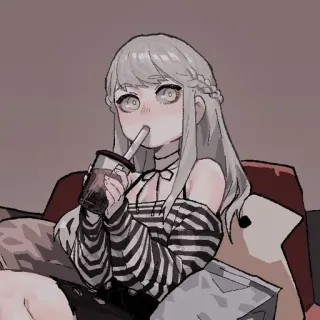 ⌛️ 5cdb130a anime, girl, boba, drink, cartoon, cute whatsapp sticker